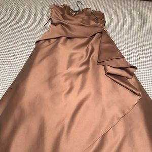 Tan strapless prom dress